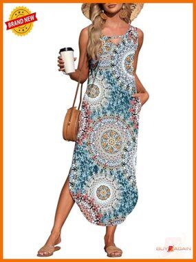 Sleeveless Loose Maxi Dress with Pockets